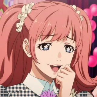 🌟 anime, pelo rosa, lindo, personaje, chica whatsapp sticker