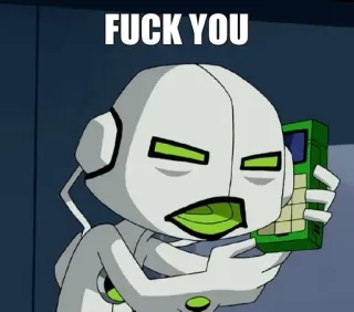 🖕 Upgrade Ben 10 FUCK YOU Dibujos animados, Ofensivo, Extraterrestre, Televisión, Animado telegram sticker