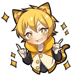 🤘 애니메이션, 카와이, 만화, 반짝이, 고양이 귀, 귀여운, 캐릭터, 만화 telegram sticker