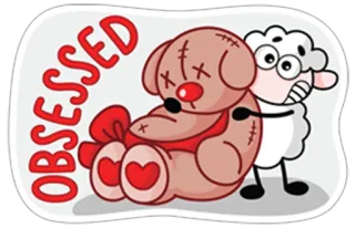 🎁 OBSESSED ossessionato, orsetto, pecora, carino, sticker, cartone animato whatsapp sticker