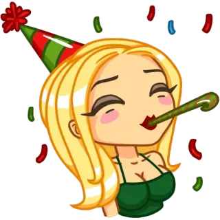 🎉 celebration, party, blonde, confetti, female telegram sticker