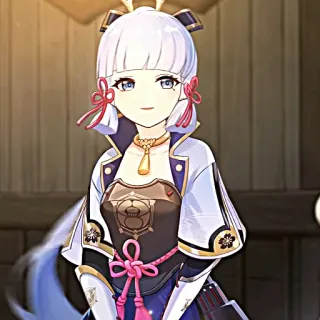 ❄️ Kamisato Ayaka Genshin Impact Kamisato Ayaka, Genshin Impact, gadis anime, rambut putih, karakter video game, imut telegram sticker