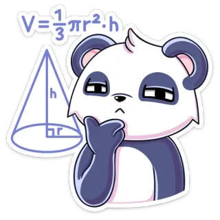 🤔 V=⅓πr².h Panda, Matematika, Geometri, Kerucut, Volume, Rumus, Berpikir, Pendidikan whatsapp sticker