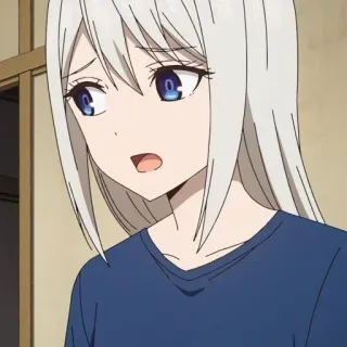 😰 anime, meisje, wit haar, blauwe ogen whatsapp sticker