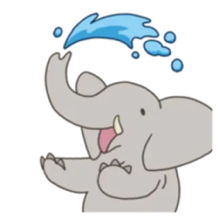 🐘 éléphant, dessin animé, eau, jouer, animal, mignon, amusant telegram sticker
