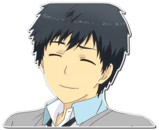 😅 Anime, Personaggio, Sorriso, Ragazzo, Cartone animato telegram sticker