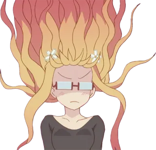 👿 Anime, Bravo, Óculos, Mulher, Desenho animado telegram sticker