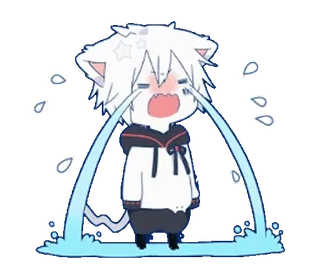 😭 khóc, mèo, anime, buồn, nước mắt, kawaii, chibi whatsapp sticker