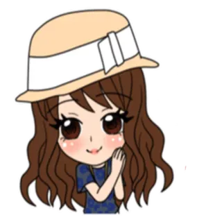 😊 Мультфильм, Девушка, Шляпа, Милый, Аниме, Чиби telegram sticker