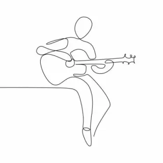 🎵 guitare, musique, dessin au trait, musicien, dessin trait continu, minimaliste telegram sticker