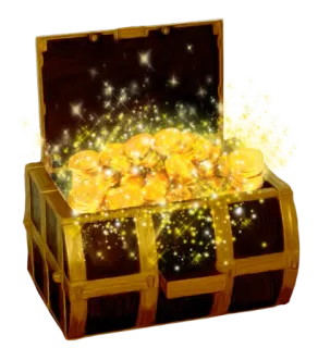 🔮 peti harta karun, koin emas, harta karun, bajak laut, kekayaan, uang telegram sticker