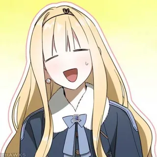 🖤 HAWKS Anime, Fille, Dessin animé, Joyeux, Souriant telegram sticker