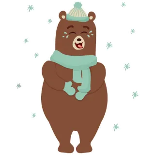😂 beer, winter, sjaal, muts, sneeuwvlokken, schattig, cartoon, dier telegram sticker