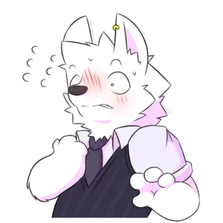 😳 Волк, Фурри, Антропоморфный, Милый, Нервный, Мультфильм telegram sticker
