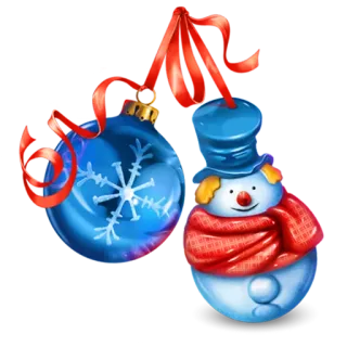 🎅 クリスマス, ホリデー, オーナメント, 雪だるま, クリスマスボール, 雪の結晶, お祝い, 冬 telegram sticker