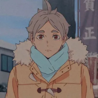 🏐 Sugawara Koushi Haikyuu!! Anime, Personaje, Invierno, Nieve, Dibujo animado, Chico telegram sticker