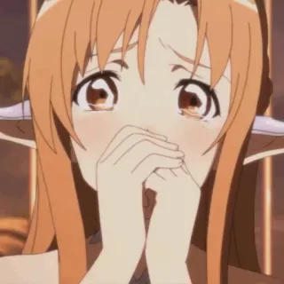 💞 Asuna Sword Art Online anime, character, girl, Asuna, crying, sad whatsapp sticker