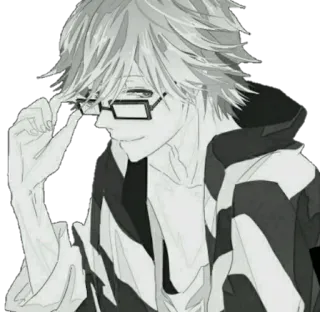 😏 Anime, Personaggio, Occhiali, Manga, Illustrazione, Ritratto telegram sticker