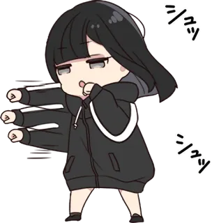 😤 シュッ Anime, Manga, Chibi, Fille, Mignon, Sweat à capuche telegram sticker