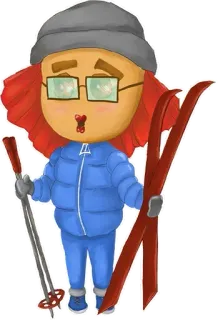 🙃 Esquí, Deportes de invierno, Dibujos animados, Personaje, Esquiador, Actividad al aire libre, Frío whatsapp sticker