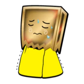 😓 sad, crying, emotional, paper bag, character, tears whatsapp sticker
