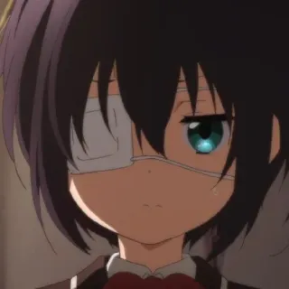 😥 anime, girl, eye patch, character, cute telegram sticker