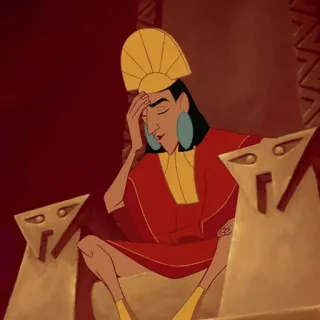🍂 Kuzco The Emperor's New Groove Kuzco, El Emperador y sus Locuras, Disney, Dibujos animados, Personaje, Sentado, Exasperado telegram sticker