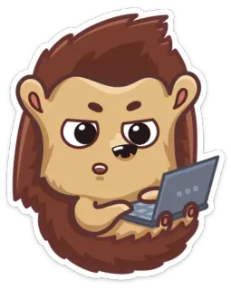 🤔 hedgehog, animal, laptop, cute, cartoon telegram sticker