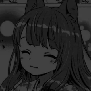 🌟 にま gadis anime, telinga rubah, imut, gaya manga, tersenyum whatsapp sticker