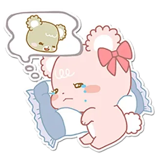 😢 triste, chorando, urso, fofo, pensando, kawaii, sonhando, travesseiro telegram sticker