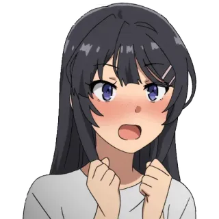 😠 Mai Sakurajima Rascal Does Not Dream of Bunny Girl Senpai Anime, Ragazza, Sorpresa, Arrossire, Carina telegram sticker