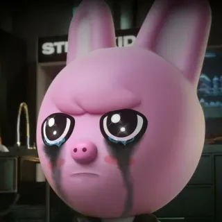 🐰 llorando, triste, emocional, dibujos animados, lindo, rosa, personaje telegram sticker