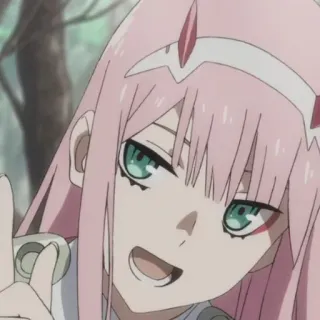 🥡 Zero Two Darling in the Franxx anime, character, Zero Two, Darling in the Franxx, middle finger telegram sticker