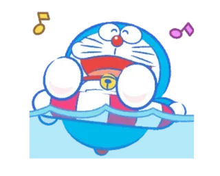 🏊 Doraemon doraemon, dibujos animados, anime, natación, música, alegre telegram sticker