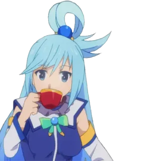 🤔 Aqua Konosuba anime, character, cartoon, konosuba, aqua, kawaii, cute whatsapp sticker