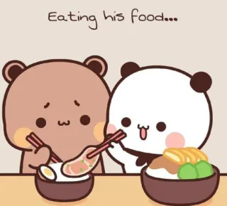 ❤️ Eating his food... Panda, Ours, Nourriture, Kawaii, Mignon, Manger telegram sticker
