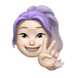 ✌️ Emoji, Nghệ thuật kỹ thuật số, Hình dán, Phim hoạt hình, Ảnh đại diện, Tóc tím, Dấu hiệu hòa bình telegram sticker