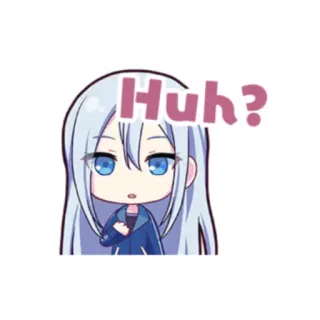💙 Huh? Anime, Chibi, Pertanyaan, Bingung, Lucu whatsapp sticker
