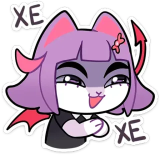 😈 XE XE adesivo, desenho animado, demônio, gato, personagem, diabo, anime telegram sticker