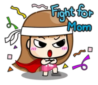 💪 Fight for Mom mom, fight, cartoon, character, sticker, love, support whatsapp sticker