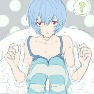 📓 Rei Ayanami Neon Genesis Evangelion Anime, Charakter, Rei Ayanami, blaue Haare, Fragezeichen, weiblich whatsapp sticker