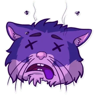 😖 死亡, 猫, 动物, 卡通, 贴纸, 搞笑, 疲惫 telegram sticker