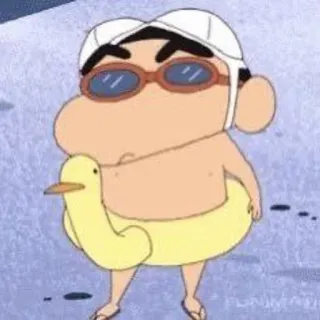 🍠 Shin-chan Nohara Crayon Shin-chan Kartun, Anime, Baju renang, Pantai, Kolam renang, Bebek telegram sticker
