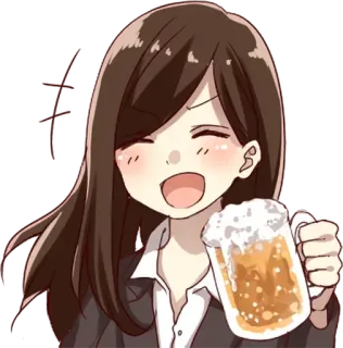 🍺 anime, girl, beer, drinking, toast, cartoon telegram sticker