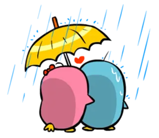 ☔ pássaro, desenho animado, guarda-chuva, chuva, fofo, adesivo telegram sticker