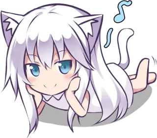 🎶 Gadis anime, Chibi, Telinga kucing, Kawaii, Lucu, Neko, Not musik telegram sticker