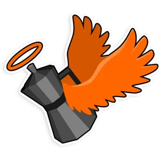 👼 cafetière, ailes, auréole, ange, café, café italien telegram sticker