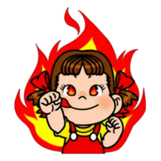 🔥 Мультфильм, Девочка, Огонь, Милый, Иллюстрация, Наклейка whatsapp sticker