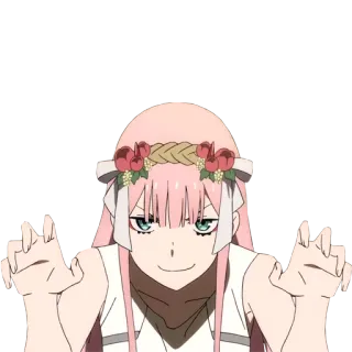 😏 Zero Two Darling in the Franxx anime, Zero Two, Darling in the Franxx, cute, girl telegram sticker
