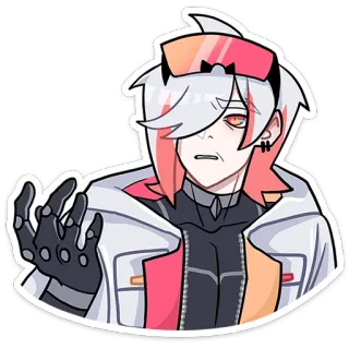 💪 anime, cartoon, personage, sticker, digitale kunst, illustratie, manga, wit haar telegram sticker
